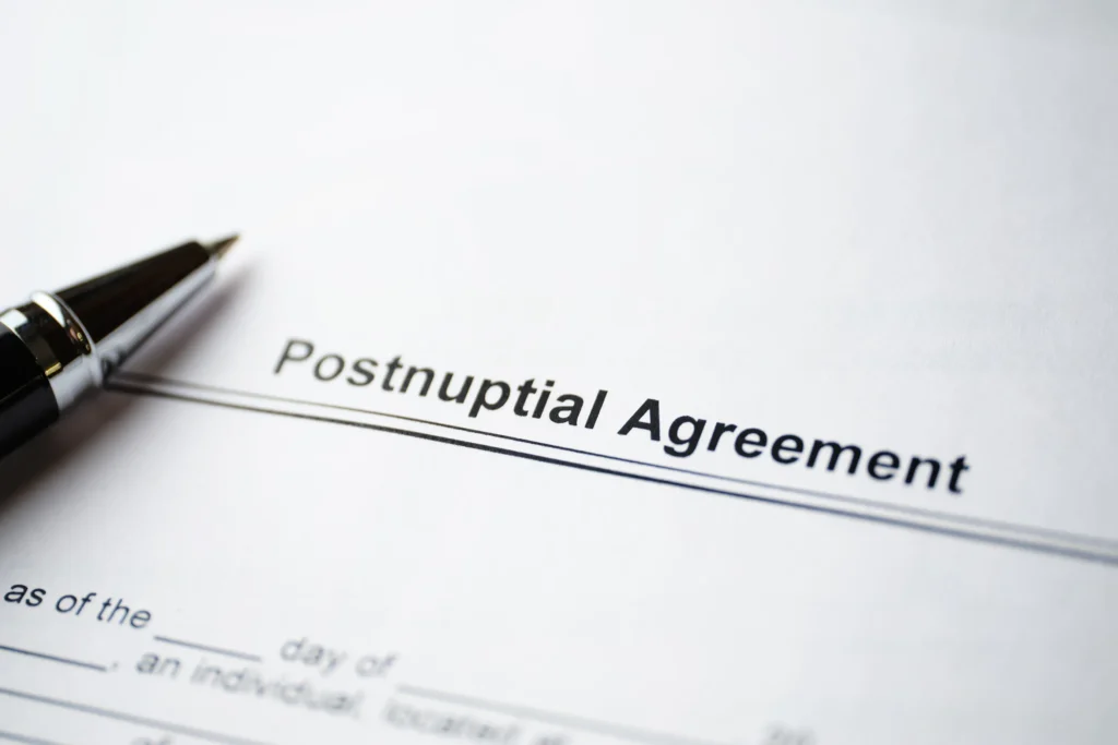 A postnuptial agreement document.
